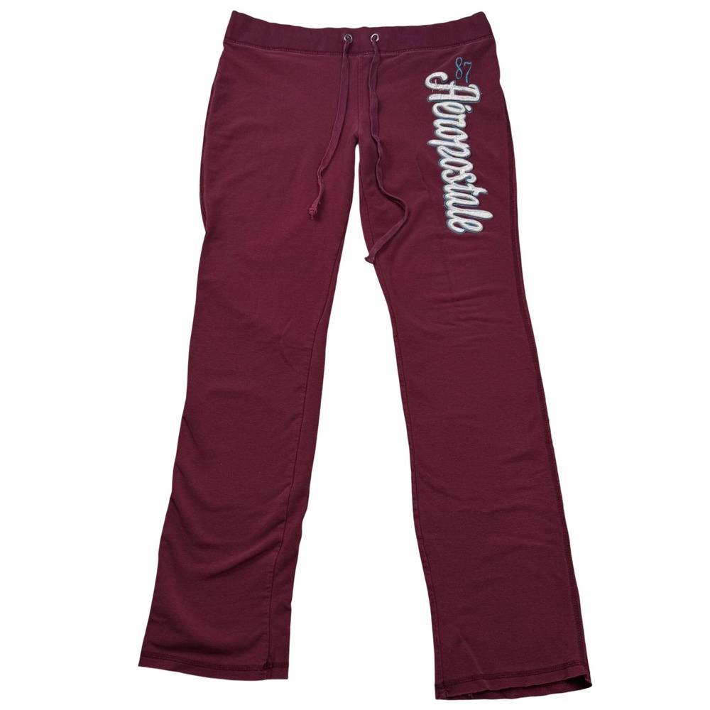VTG Y2K Aeropostale Large Maroon Puff Print Logo Sweatpants Straight Leg